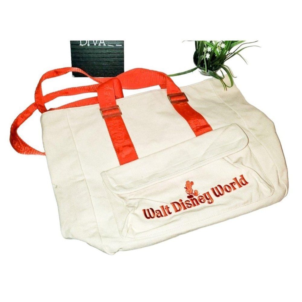 Disney World Tote Khaki OS Embroidered Canvas Bag OS-New